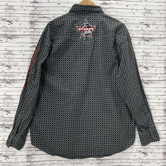 Wrangler Shirt Men's XL Pearl Snap Embroidered PBR Bull Riders Western Rodeo - Picture 2 of 11